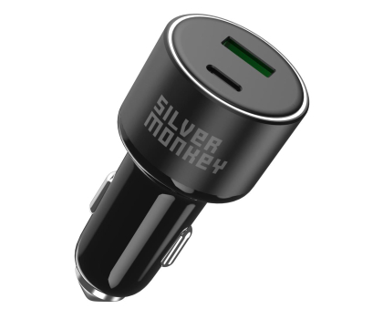 Ładowarka i akumulator SILVER MONKEY samochodowa 100W USB-C PD + USB 3.0 QC